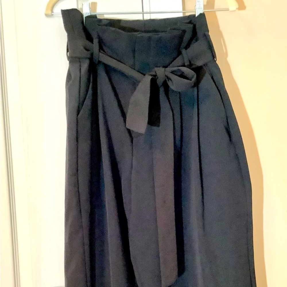 Women's Tie Waist Paperbag Pants - A New‎ DayBlack 12